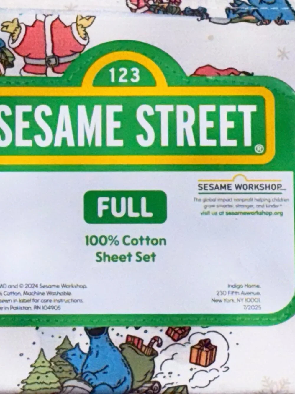 Sesame Street CHRISTMAS CELEBRATION Full Size Cotton Sheet Set  ALL COTTON